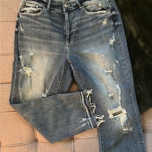 Judy Blue high rise straight leg distressed jeans